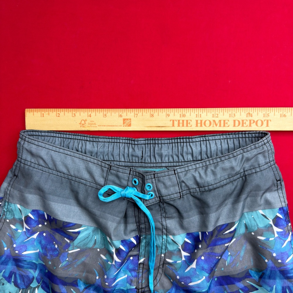 Speedo Mens Grey Blue Tropical Monstera Leaf Print Board Shorts Swim Trunks 30 - Picture 6 of 7